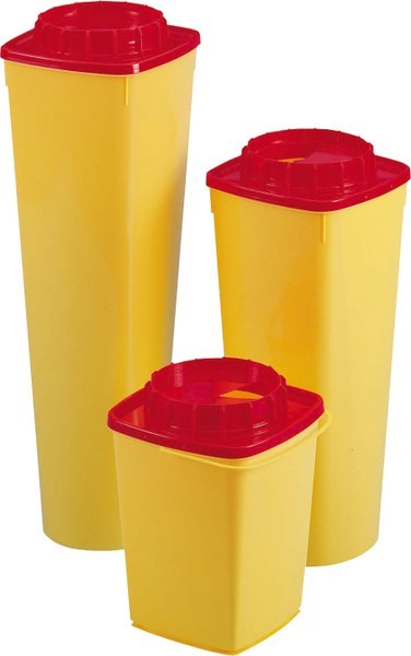 Abwurfbehälter mit rundem Boden/ Deckel, 6 l, quadratisch