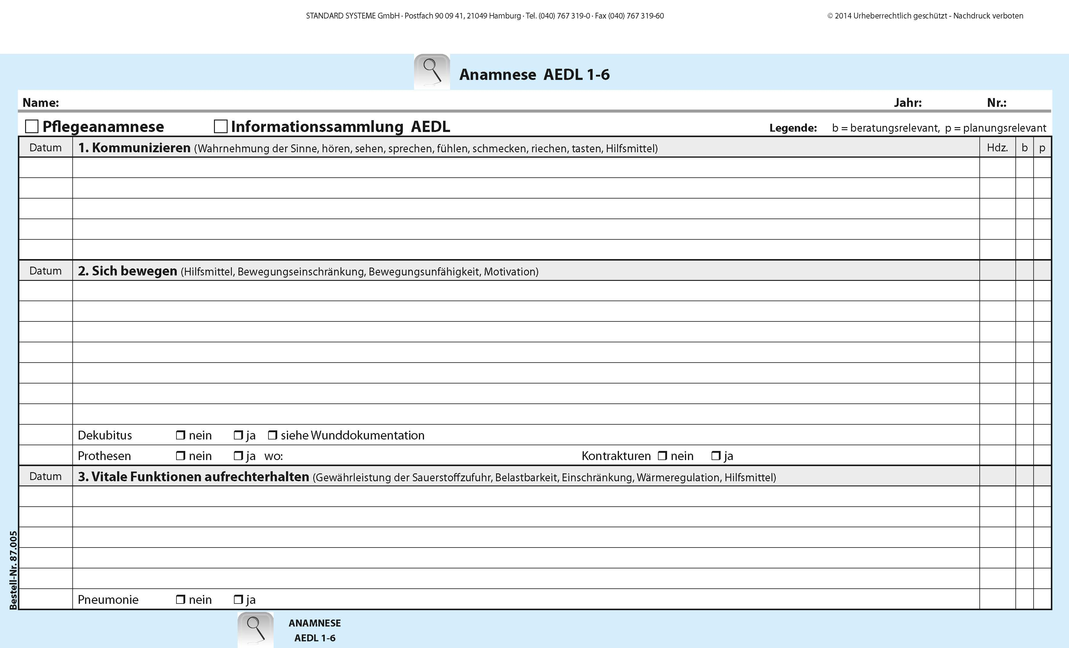 87.005 Anamnese AEDL 1-6