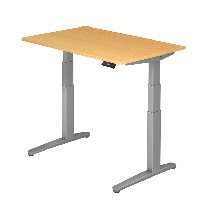 Steh-Sitz-Tisch XBHM-Serie Modell 120 x 80 cm in Buche / Silber