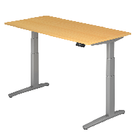 Steh-Sitz-Tisch XBHM-Serie Modell 160 x 80 cm in Buche / Silber