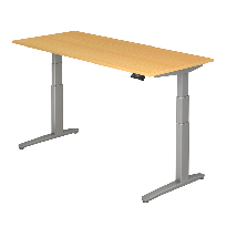 Steh-Sitz-Tisch XBHM-Serie Modell 180 x 80 cm in Buche / Silber